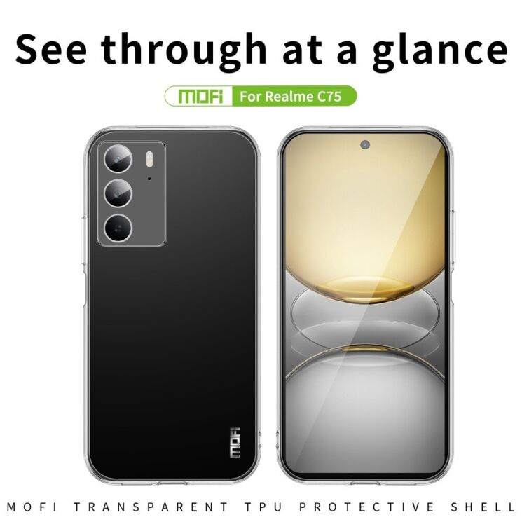 Силиконовый (TPU) чехол MOFI Thin Guard для Realme C75 - Transparent: фото 3 из 10