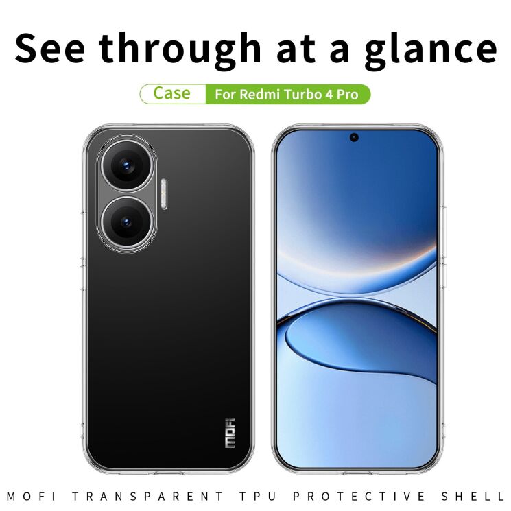 Силиконовый (TPU) чехол MOFI Thin Guard для Xiaomi Poco F7 - Transparent: фото 2 из 10