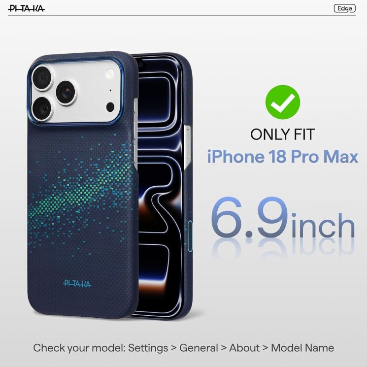 Ультратонкий чохол Pitaka Edge Case для iPhone 18 Pro Max (KI1806PM) - California Dream-01 (423968CO) Ультратонкий чохол Pitaka Edge Case для iPhone 18 Pro Max (KI1806PM) - California Dream-01: фото 5 з 13