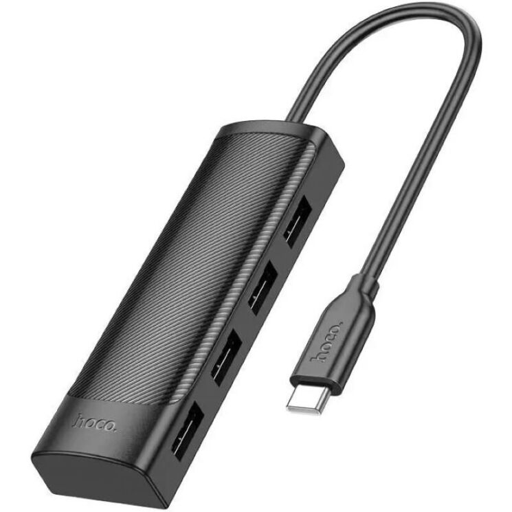USB HUB HOCO HB41 Easy safety USB to 4USB 2.0 (0.2m) - Black: фото 2 из 7