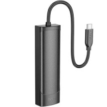 USB HUB HOCO HB41 Easy safety USB to 4USB 2.0 (0.2m) - Black: фото 1 из 7