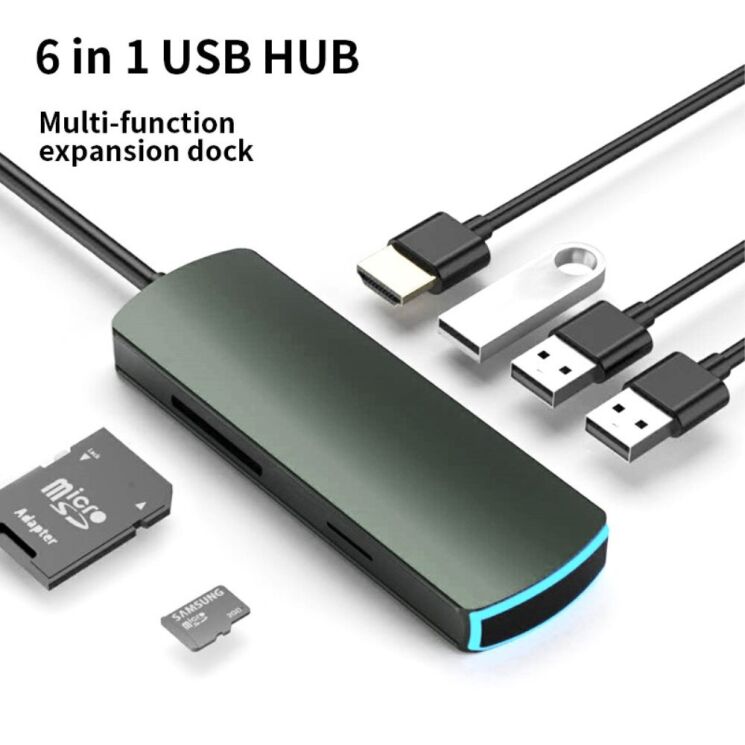 USB HUB SEEWEI 6 in 1 Expansion Dock - Green: фото 4 из 15