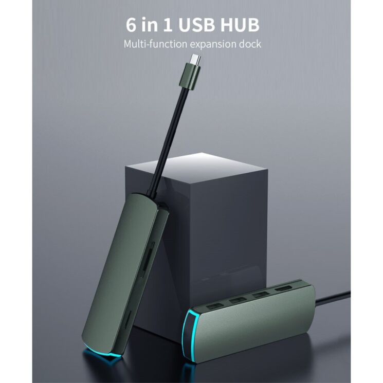 USB HUB SEEWEI 6 in 1 Expansion Dock - Green: фото 3 з 15