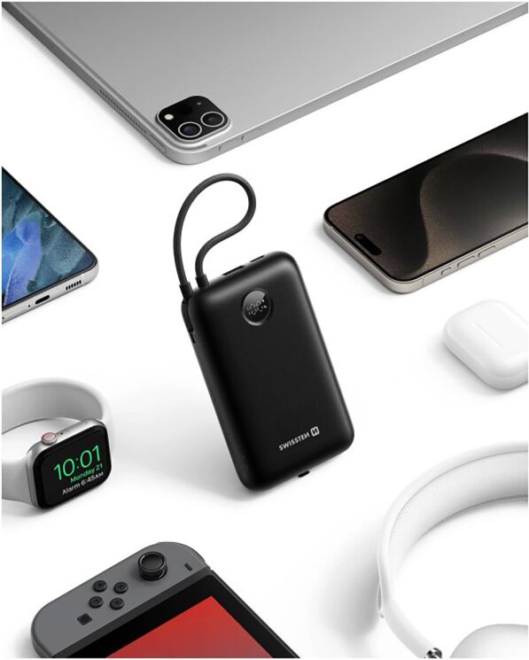 Внешний аккумулятор SWISSTEN VoltBox PD35W (30000mAh) + кабель Type-C + Lightning - Black (995710B) Внешний аккумулятор SWISSTEN VoltBox PD35W (30000mAh) + кабель Type-C + Lightning - Black: фото 6 из 9