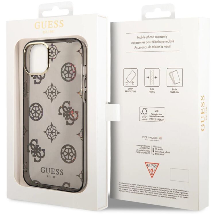 Захисний чохол Guess Peony Glitter для Apple iPhone 14 Plus - Black: фото 6 з 6
