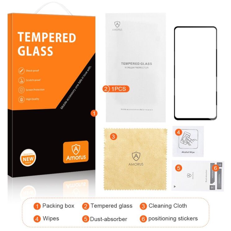 Захисне скло AMORUS Full Glue Tempered Glass для Samsung Galaxy A54 (A546) - Black: фото 9 з 9