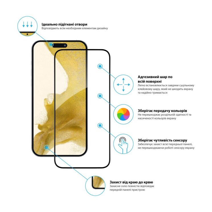 Защитное стекло Global Full Glue для Apple iPhone 15 Plus - Black: фото 3 из 4