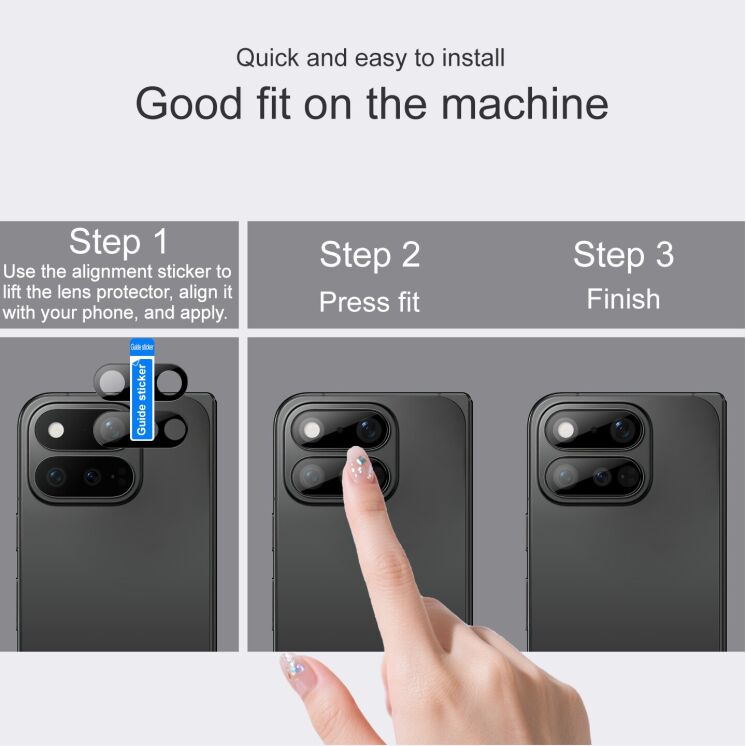 Защитное стекло на камеру IMAK Black Glass Lens для Google Pixel 11 Pro Fold - Black: фото 5 из 8
