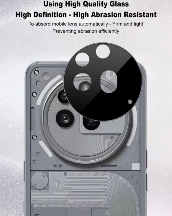 Защитное стекло на камеру IMAK Black Glass Lens для Nothing Phone (3a) Pro - Black: фото 8 из 9