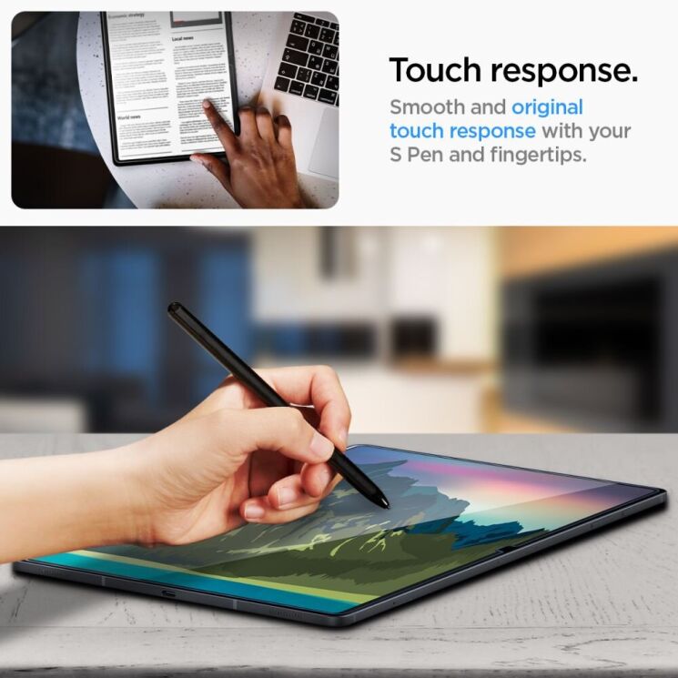 Захисне скло Spigen (SGP) Screen Protector Glas.tR SLIM (FT) для Samsung Galaxy Tab S10 FE Plus (AGL09427): фото 9 з 10