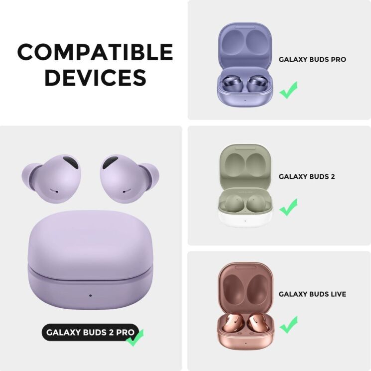 Захисний чохол AHASTYLE JY10 для Samsung Galaxy Buds Live / Buds Pro / Buds 2 / Buds 2 Pro / Buds FE - Grey: фото 3 з 7