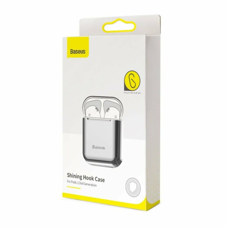 Защитный чехол BASEUS Shining Hook Case для Apple AirPods 1 / 2 - Silver: фото 8 из 25