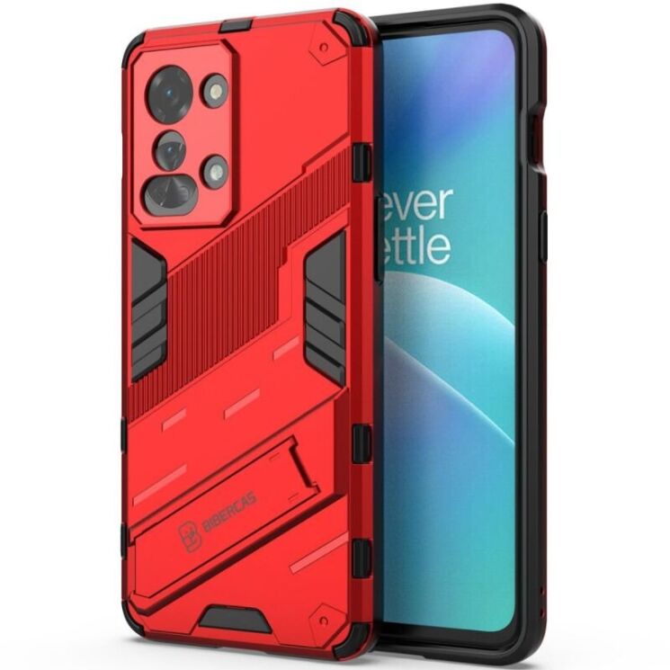 Защитный чехол с подставкой Deexe Bibercas для OnePlus Nord 2T - Red: фото 1 из 6