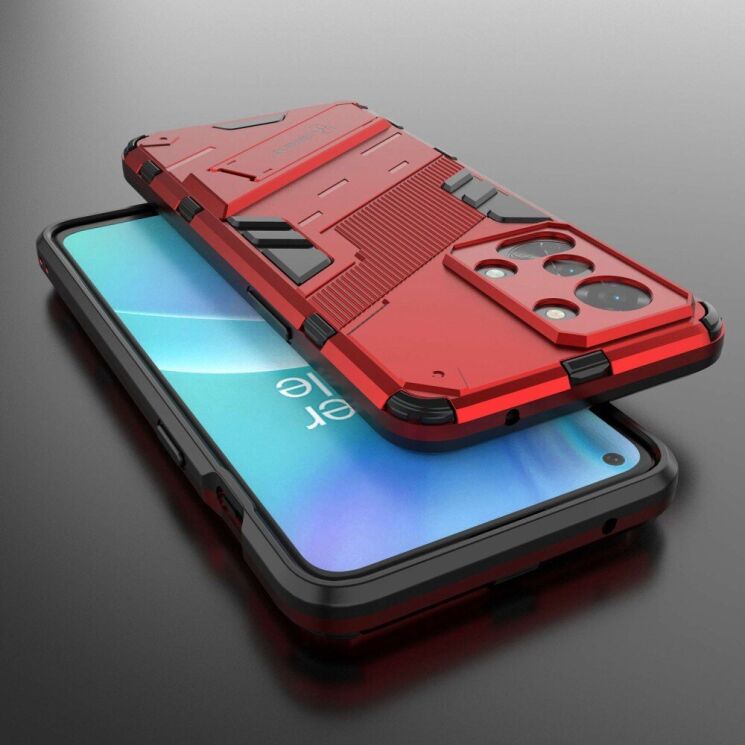 Защитный чехол с подставкой Deexe Bibercas для OnePlus Nord 2T - Red: фото 3 из 6