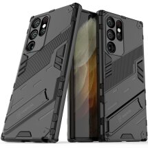 Защитный чехол с подставкой Deexe Bibercas для Samsung Galaxy S22 Ultra (S908) - Black: фото 1 из 9