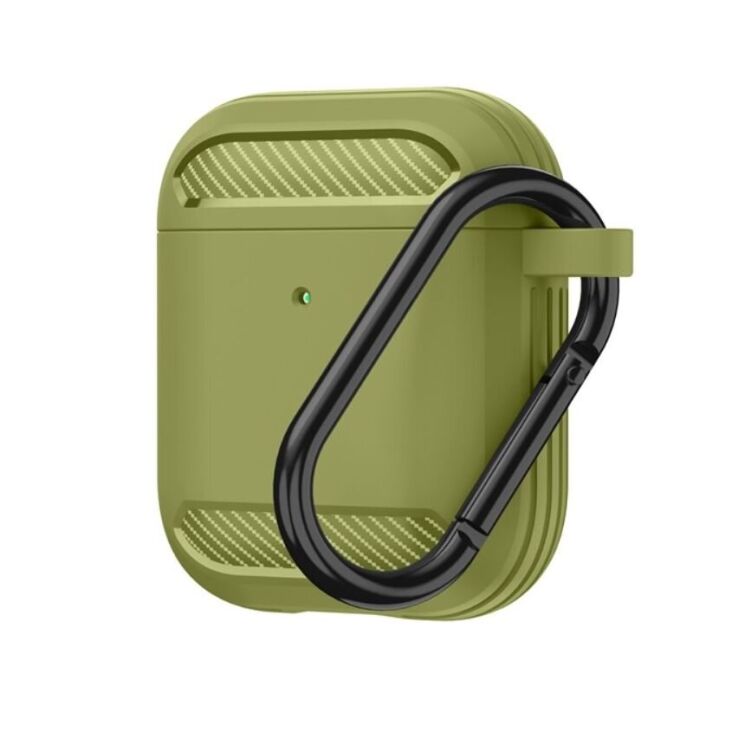 Защитный чехол Deexe Carbon Case для Apple AirPods 1 / 2 - Green: фото 1 из 12