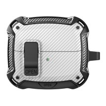 Защитный чехол Deexe Carbon Shield для Samsung Galaxy Buds 3 / Buds 3 Pro - Black / White: фото 1 из 9