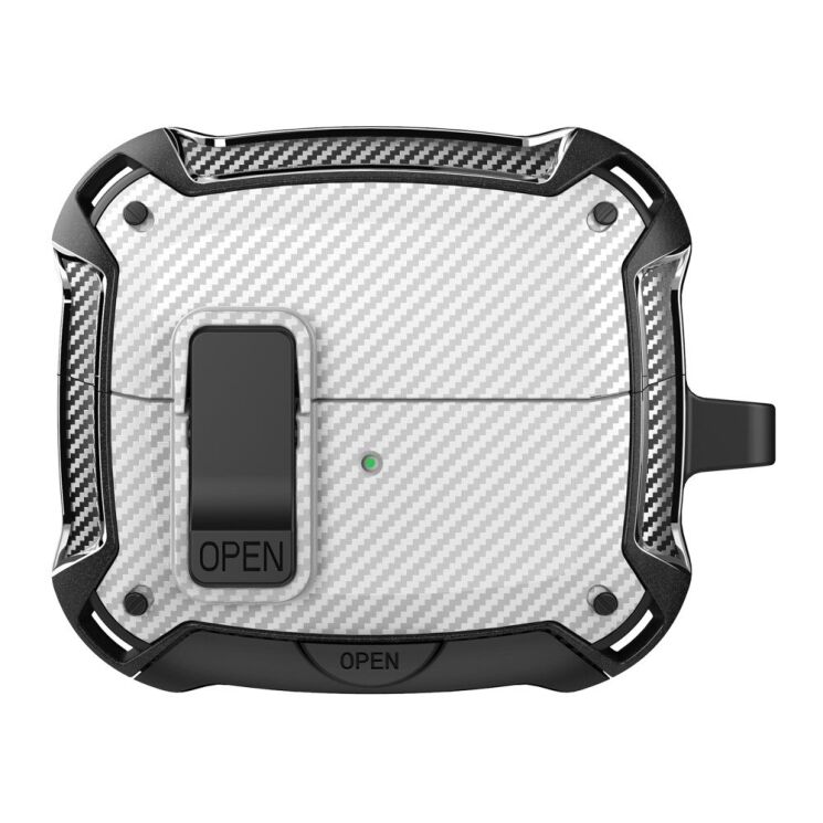 Защитный чехол Deexe Carbon Shield для Samsung Galaxy Buds 3 / Buds 3 Pro - Black / White: фото 1 из 9