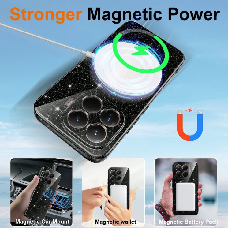 Защитный чехол Deexe Glitter Case with MagSafe для Xiaomi 17T Pro - Blue: фото 4 из 8
