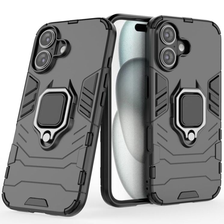 Защитный чехол Deexe Hybrid Case для Apple iPhone 16 - Black: фото 1 из 6