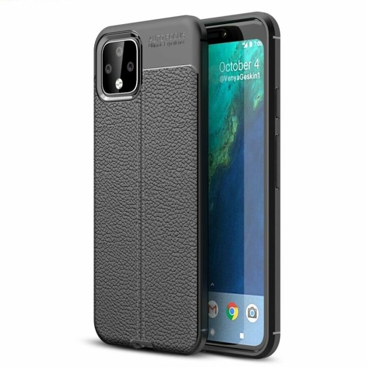 Защитный чехол Deexe Leather Cover для Google Pixel 4 - Black: фото 1 из 11