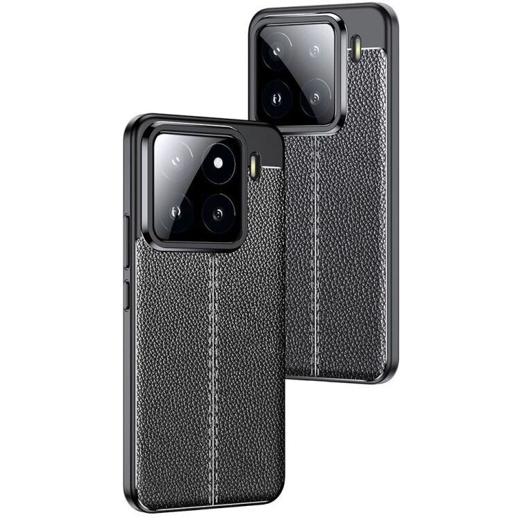 Защитный чехол Deexe Leather Cover для Xiaomi 15 Pro - Black: фото 3 из 11