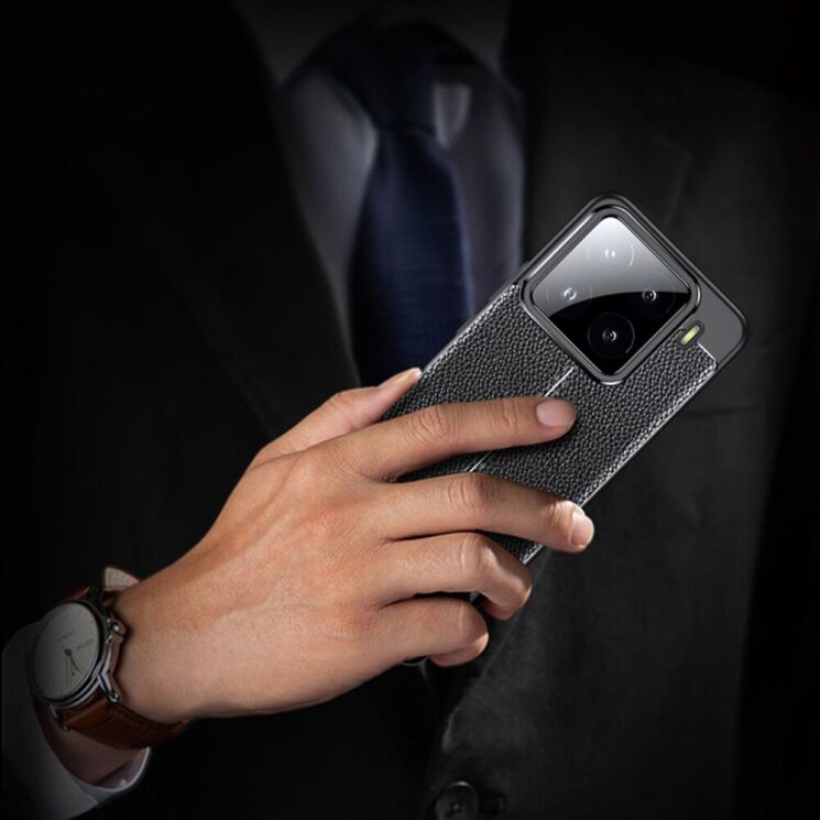 Защитный чехол Deexe Leather Cover для Xiaomi 15 Pro - Black: фото 9 из 11