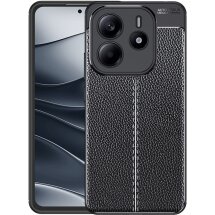 Защитный чехол Deexe Leather Cover для Xiaomi Redmi Note 14 4G - Black: фото 1 из 10