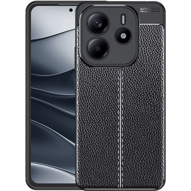 Защитный чехол Deexe Leather Cover для Xiaomi Redmi Note 14 4G - Black: фото 1 из 10