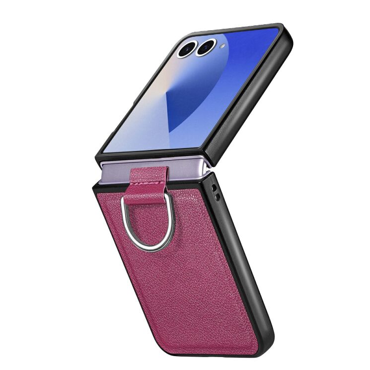 Защитный чехол Deexe Litchi Ring Case для Samsung Galaxy Flip 8 - Purple: фото 4 из 11
