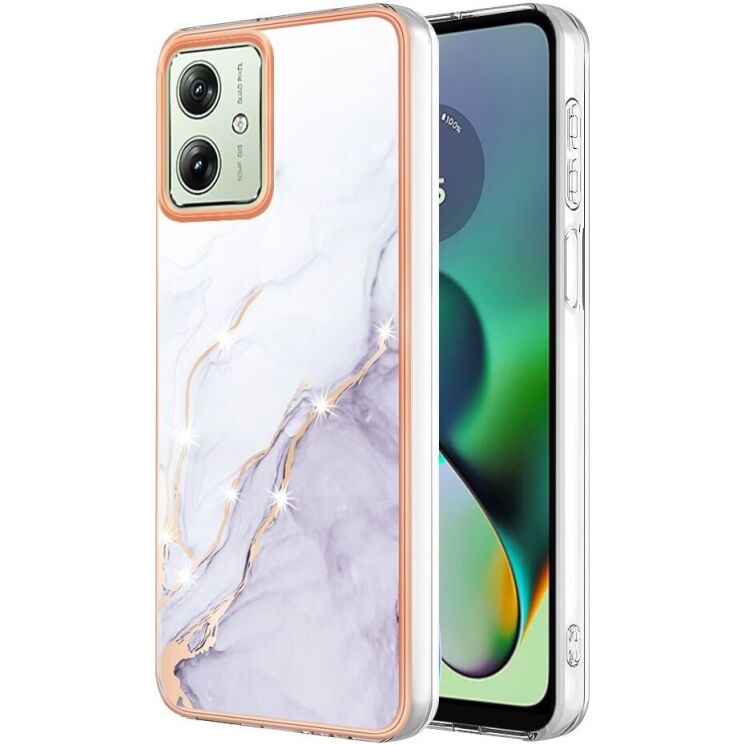 Защитный чехол Deexe Marble Style для Motorola Moto G54 / G54 Power - White: фото 1 из 6