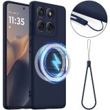 Защитный чехол Deexe Silicone Case with MagSafe для Motorola Edge 70 - Dark Blue: фото 1 из 8