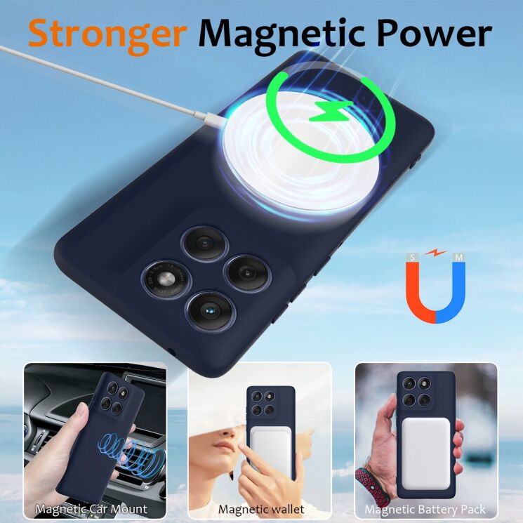 Защитный чехол Deexe Silicone Case with MagSafe для Motorola Edge 70 - Dark Blue: фото 3 из 8