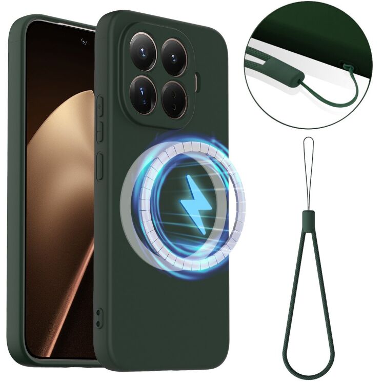 Захисний чохол Deexe Silicone Case with MagSafe для Xiaomi 17T Pro - Dark Green: фото 1 з 9