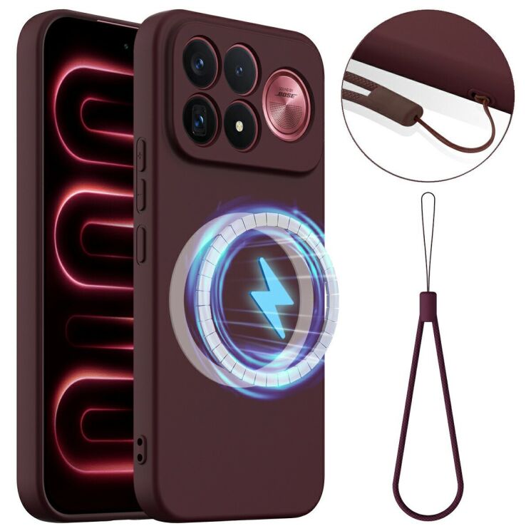 Защитный чехол Deexe Silicone Case with MagSafe для Xiaomi Poco F9 Ultra - Wine Red: фото 1 из 8