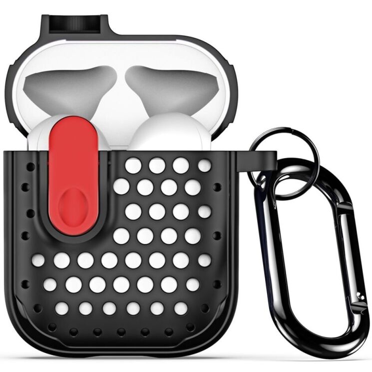 Защитный чехол DUX DUCIS PECM Series для Apple AirPods 1 / 2 - Black / Red: фото 1 из 19