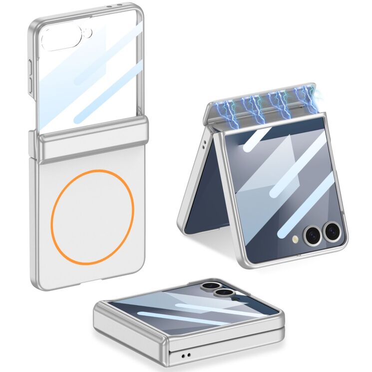 Защитный чехол GKK Magnetic Shell для Samsung Galaxy Flip 7 - Silver: фото 1 из 9