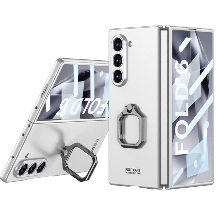 Защитный чехол GKK Ring Shell для Samsung Galaxy Fold 6 - Silver: фото 1 из 8