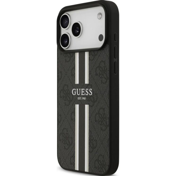 Защитный чехол Guess 4G Printed Stripes MagSafe для iPhone 17 Pro Max (GUHMP17XP4RPSK) - Black (402879B) Защитный чехол Guess 4G Printed Stripes MagSafe для iPhone 17 Pro Max (GUHMP17XP4RPSK) - Black: фото 3 из 9