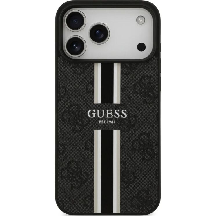 Защитный чехол Guess 4G Printed Stripes MagSafe для iPhone 17 Pro Max (GUHMP17XP4RPSK) - Black (402879B) Защитный чехол Guess 4G Printed Stripes MagSafe для iPhone 17 Pro Max (GUHMP17XP4RPSK) - Black: фото 2 из 9