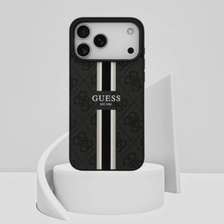 Защитный чехол Guess 4G Printed Stripes MagSafe для iPhone 17 Pro Max (GUHMP17XP4RPSK) - Black (402879B) Защитный чехол Guess 4G Printed Stripes MagSafe для iPhone 17 Pro Max (GUHMP17XP4RPSK) - Black: фото 9 из 9