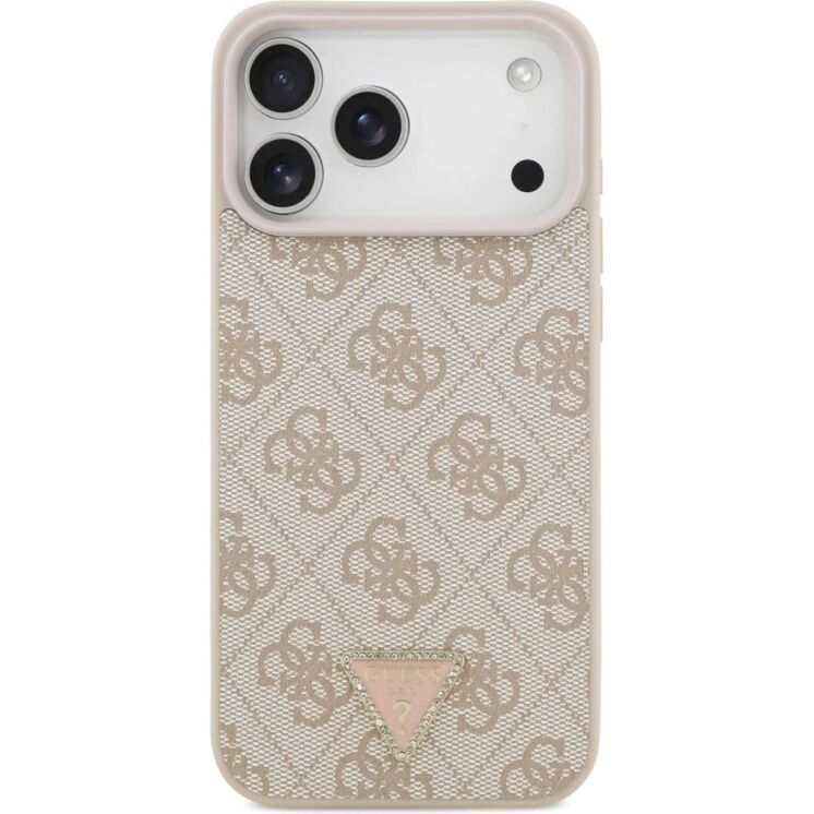 Защитный чехол Guess Leather 4G Triangle Strass MagSafe для iPhone 17 Pro Max (GUHMP17XP4TDPLP) - Pink: фото 2 из 9