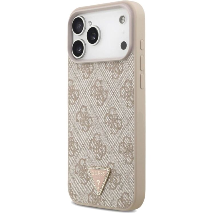 Защитный чехол Guess Leather 4G Triangle Strass MagSafe для iPhone 17 Pro Max (GUHMP17XP4TDPLP) - Pink: фото 3 из 9