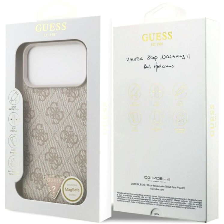 Защитный чехол Guess Leather 4G Triangle Strass MagSafe для iPhone 17 Pro Max (GUHMP17XP4TDPLP) - Pink: фото 8 из 9