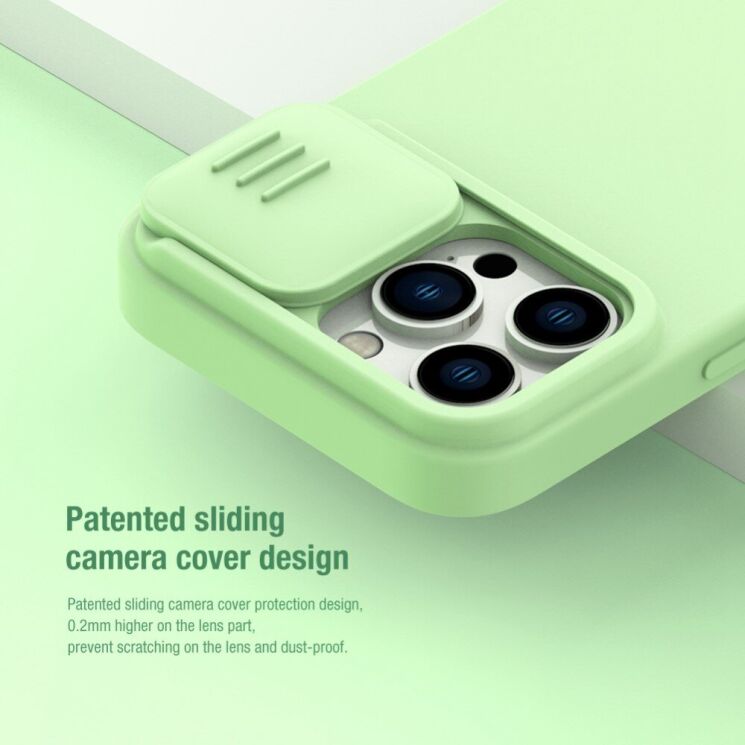 Защитный чехол NILLKIN CamShield Silky Silicone Case для Apple iPhone 14 Pro Max - Green: фото 4 из 13