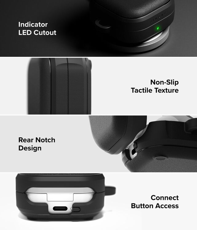 Защитный чехол Ringke Onyx Magnetic для Samsung Galaxy Buds 4 / Buds 4 Pro (8800328816800) - Black: фото 8 из 13