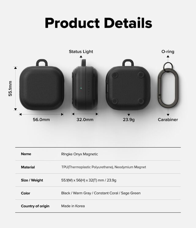 Защитный чехол Ringke Onyx Magnetic для Samsung Galaxy Buds 4 / Buds 4 Pro (8800328816800) - Black: фото 11 из 13