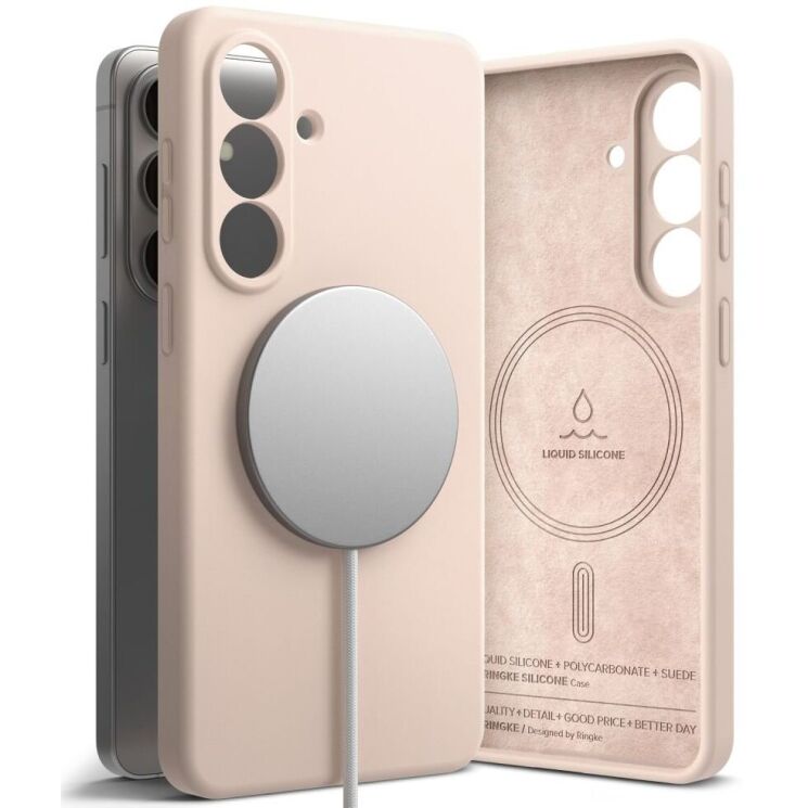 Защитный чехол Ringke Silicone Magnetic для Samsung Galaxy S26 Plus (S947) 8800328815308 - Pink Sand: фото 4 из 18