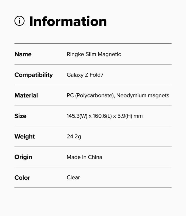 Захисний чохол Ringke Slim Magnetic для Samsung Galaxy Fold 7 - Clear: фото 23 з 23