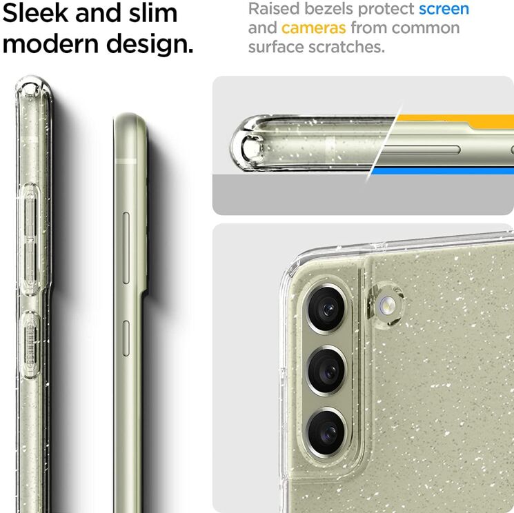 Защитный чехол Spigen (SGP) Liquid Crystal Glitter для Samsung Galaxy S21 FE (G990) - Crystal Quartz: фото 9 из 13